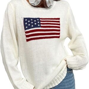 Women's White American Flag Sweater